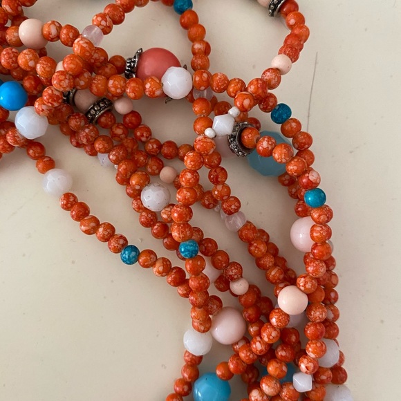Colorful Orange Marble Beaded Necklace - Picture 3 of 4